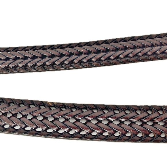 Fossil Braided Leather Brown Belt Size 40 / 100 1.25" W Silver Buckle Hardware - Picture 3 of 8